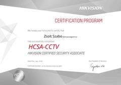 Hikvision HCSA-CCTV tanúsítvány előnézete